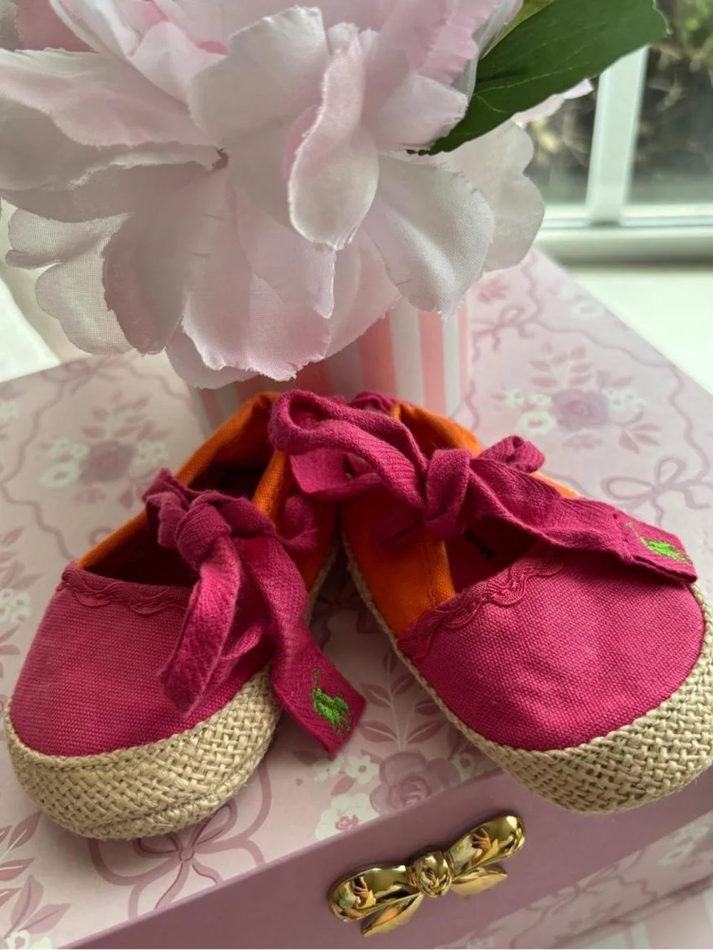 Ralph Lauren Baby Girl Pink & Orange Shoes 🎀🧡